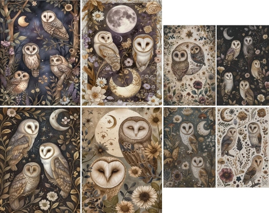 Decoupage Rice Paper Set of 4 - Forest Owls
