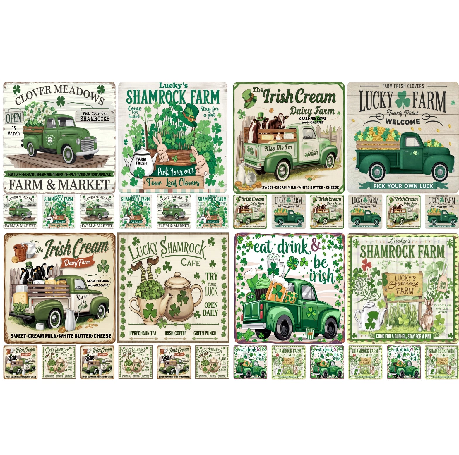 Decoupage Rice Paper Set of 4 - Irish Signs