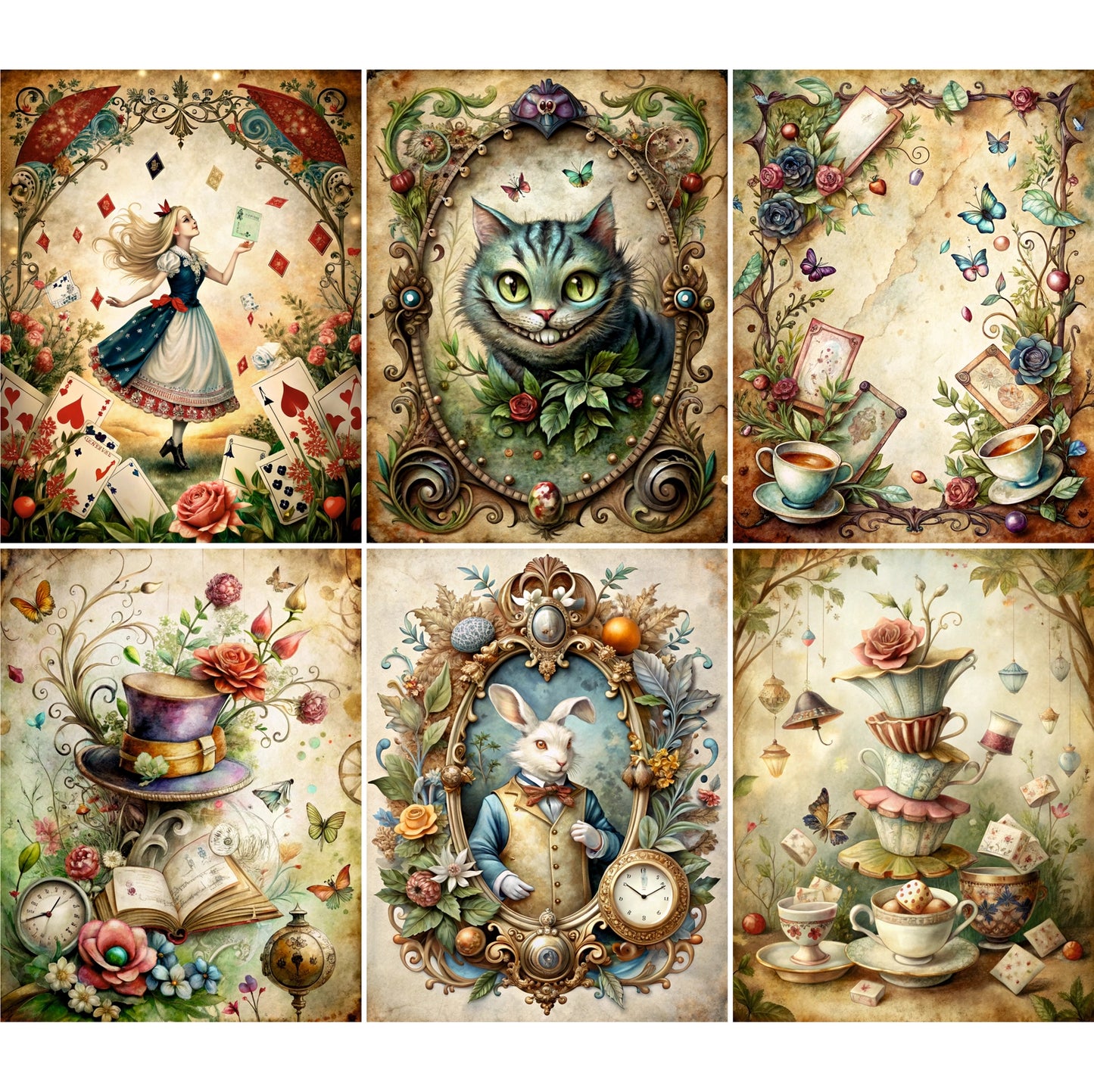 Decoupage Rice Paper Set of 6 - Alice