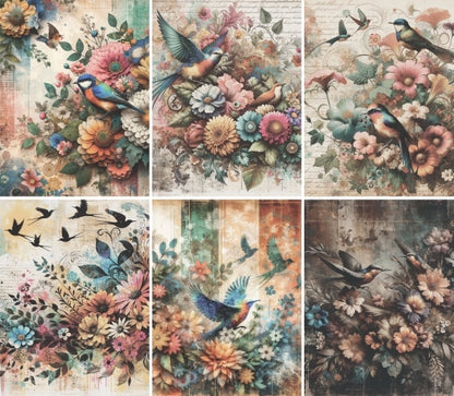 Decoupage Rice Paper Set of 6 - Birds