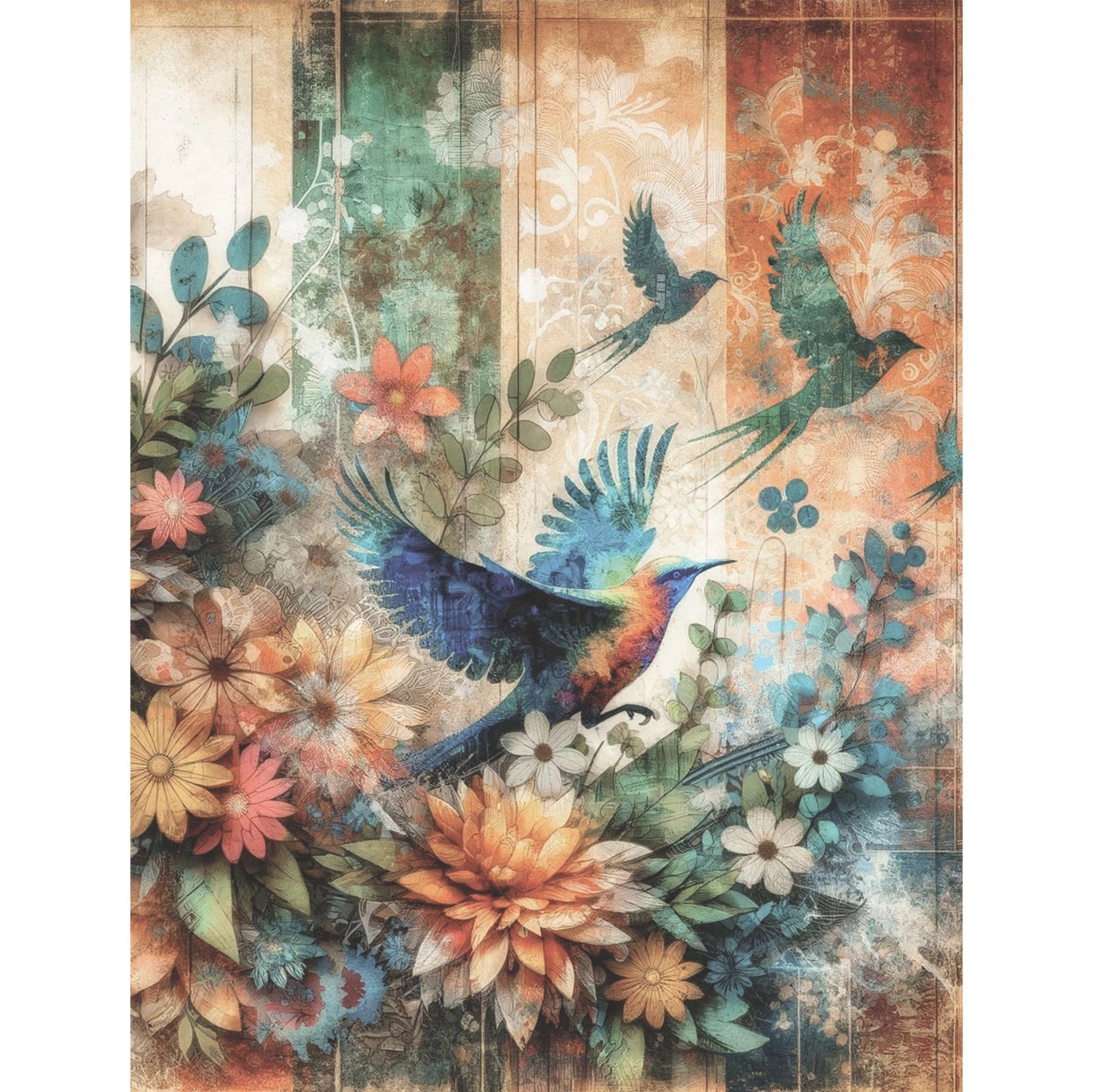 Decoupage Rice Paper Set of 6 - Birds