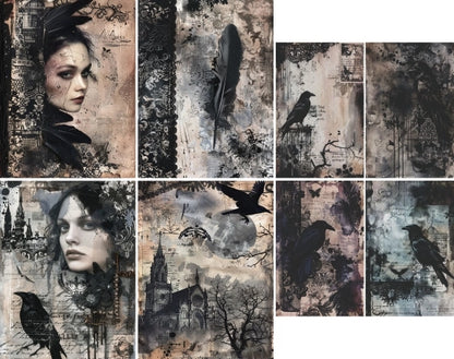Decoupage Rice Paper Set of 6 - Dark Gothic