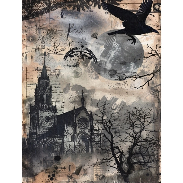 Decoupage Rice Paper Set of 6 - Dark Gothic