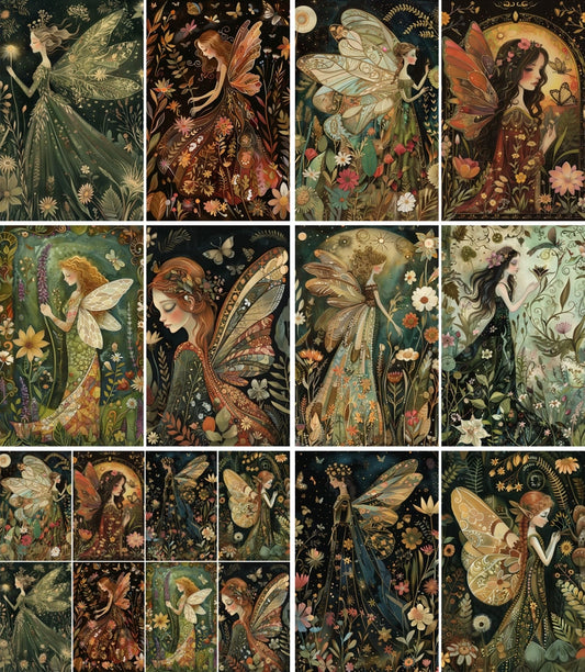 Decoupage Rice Paper Set of 6 - Fairy Postcard