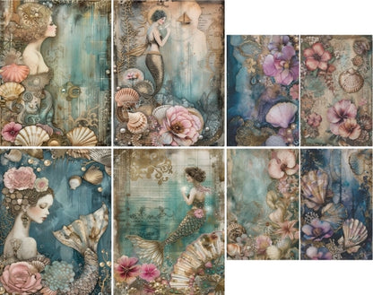 Decoupage Rice Paper Set of 6 - Mermaids