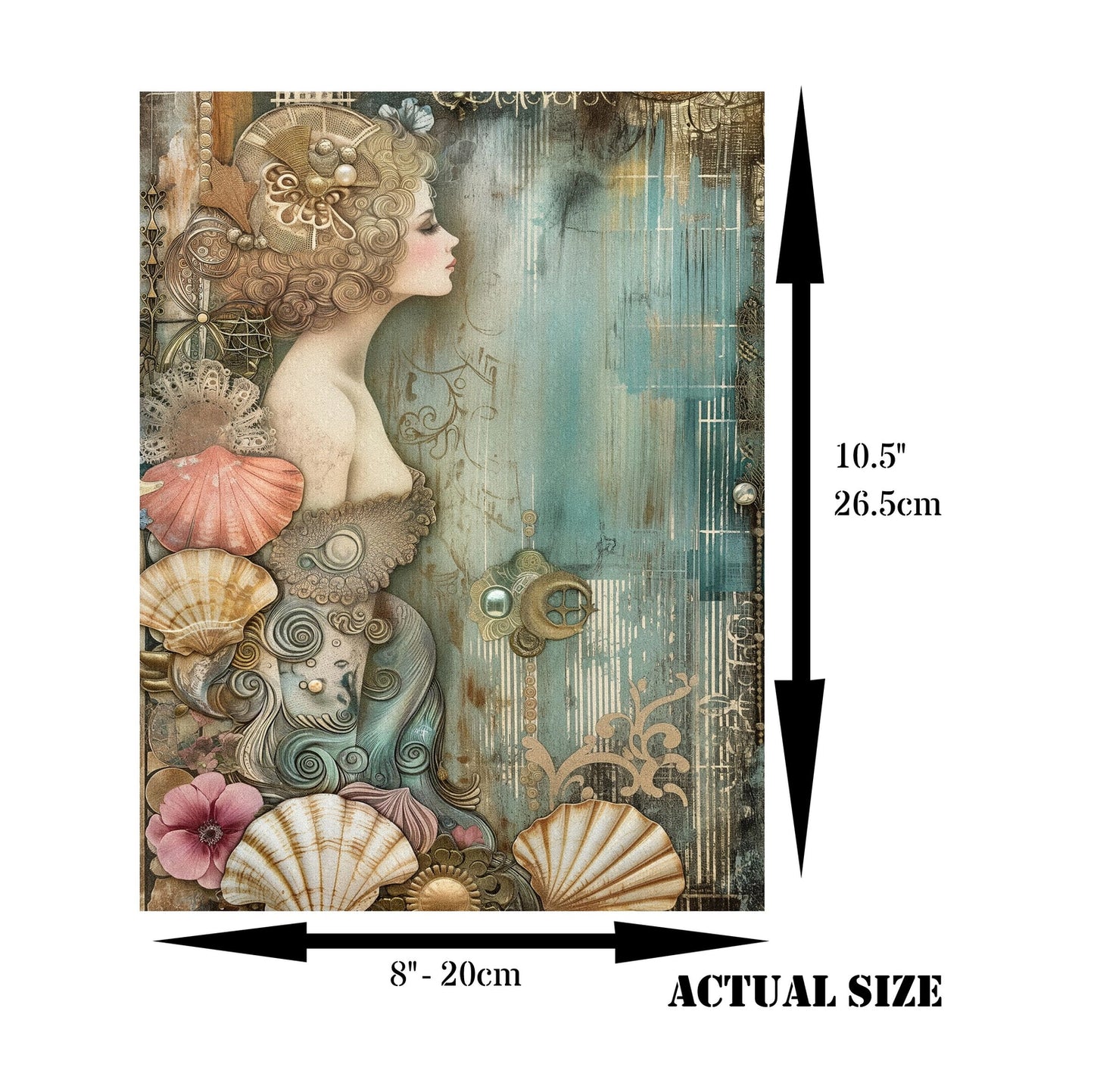 Decoupage Rice Paper Set of 6 - Mermaids