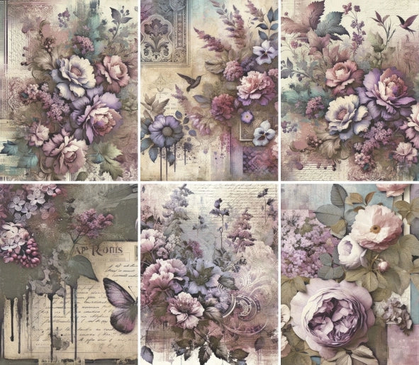 Decoupage Rice Paper Set of 6 - Peony