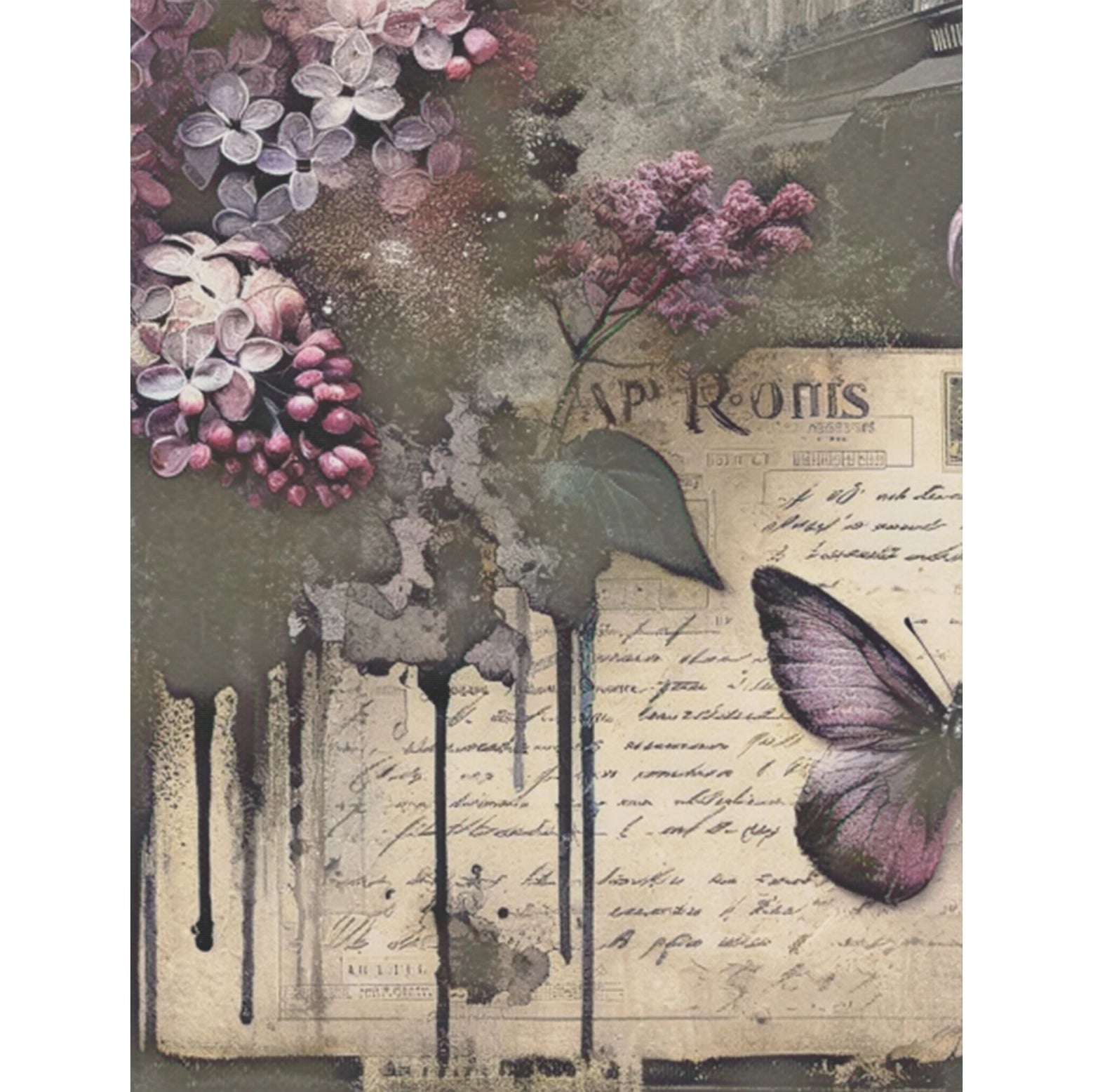 Decoupage Rice Paper Set of 6 - Peony