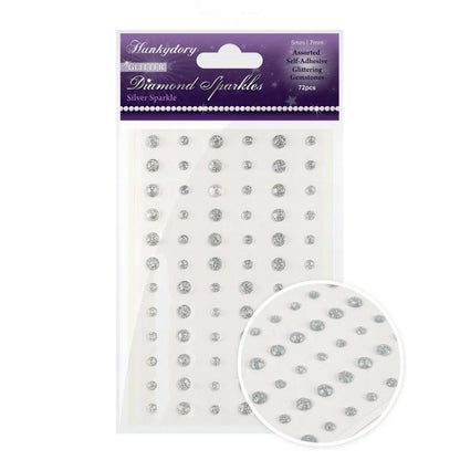 Packaging of Hunkydory Glitter Diamond Sparkles with silver rhinestones on a white background