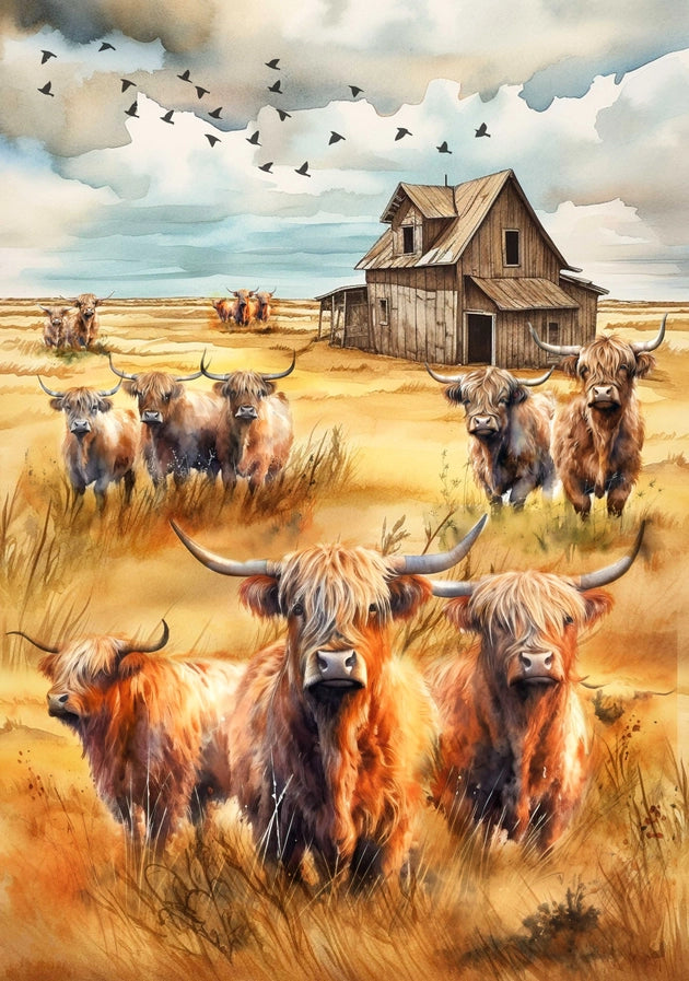 European Excellency Decoupage Rice Paper A4 - Highland Cow