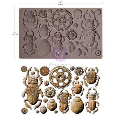 Finnabair Décor Mould 5" x 8" - Steampunk Beetles