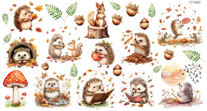 Glossy Crystal Rub-On Transfers- Hedgehogs