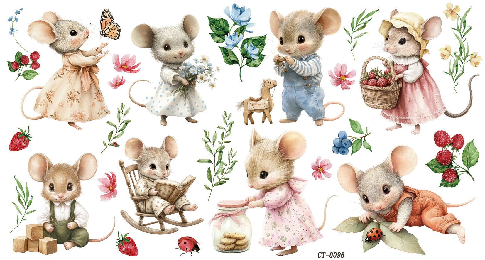 Glossy Crystal Rub-On Transfers- Mice are Nice