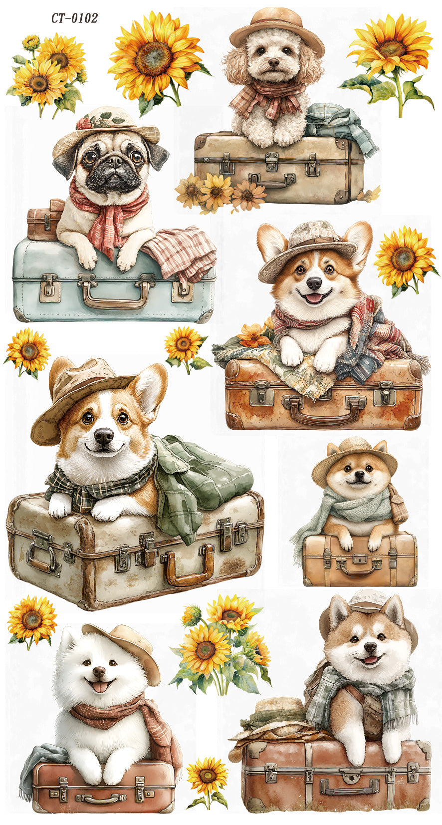 Glossy Crystal Rub-On Transfers- Travel Dogs