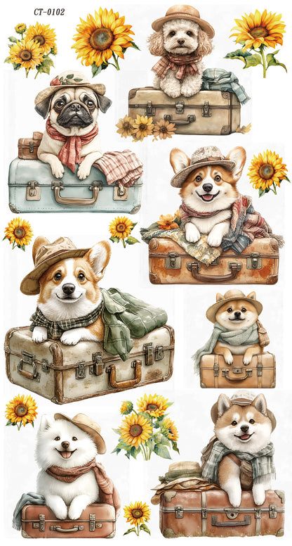 Glossy Crystal Rub-On Transfers- Travel Dogs