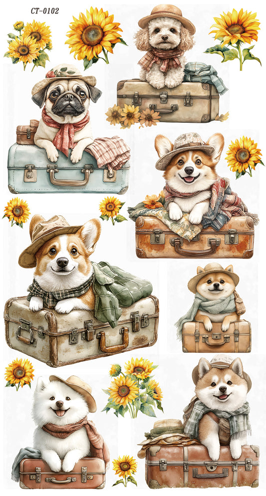 Glossy Crystal Rub-On Transfers- Travel Dogs