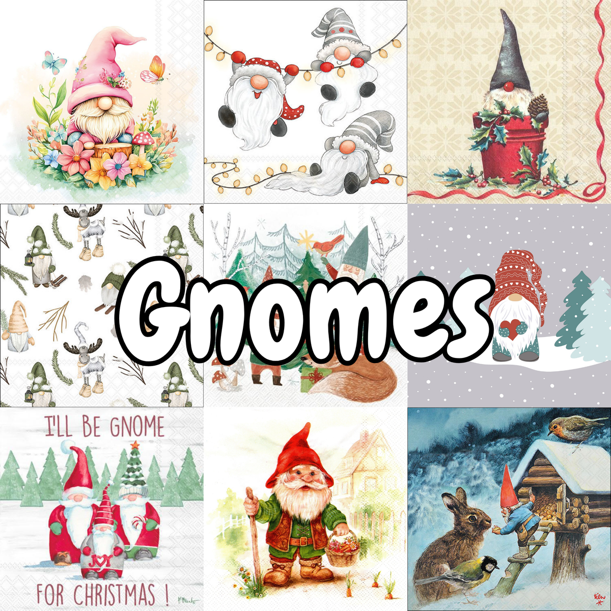 Decoupage Napkin Value Bundle - Gnomes