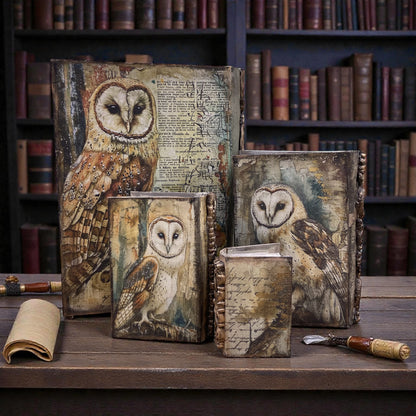 Juego de 4 cajas nido con forma de libro de papel maché