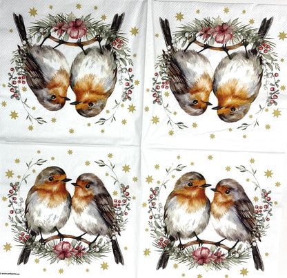 Decoupage Napkins 6.5" (2pcs)- Couple of Robins