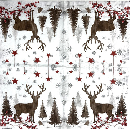 Decoupage Napkins 6.5" (2pcs)- Wooden Deer