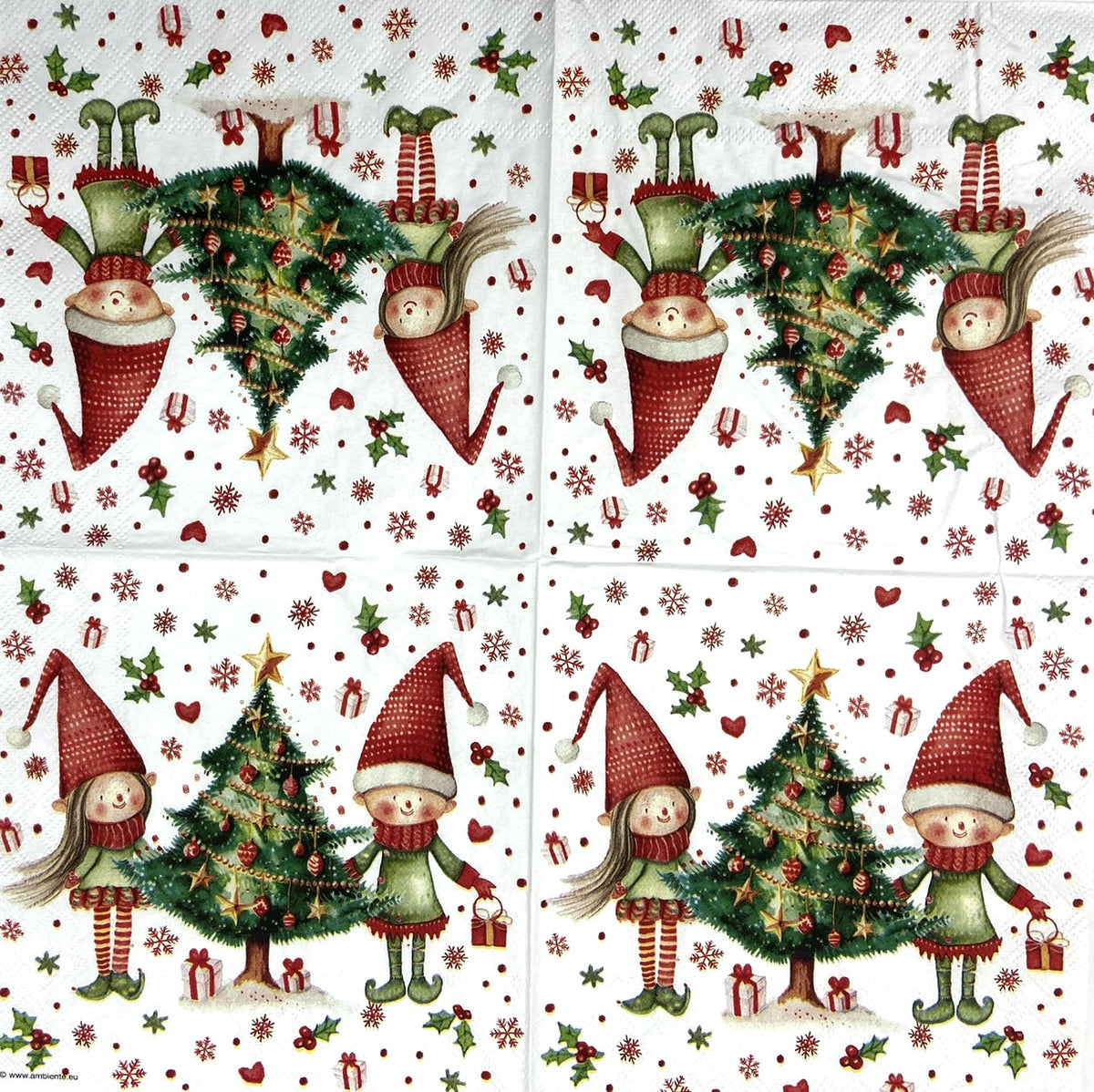 Decoupage Napkins 6.5" (2pcs)- Elves by the Tree