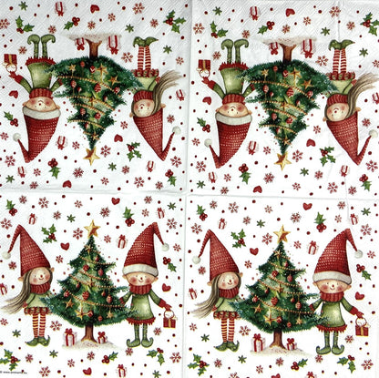Decoupage Napkins 6.5" (2pcs)- Elves by the Tree