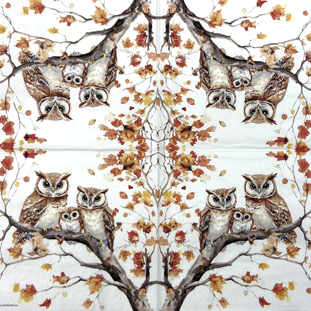 Decoupage Napkins 6.5" (2pcs)- Family of Owls