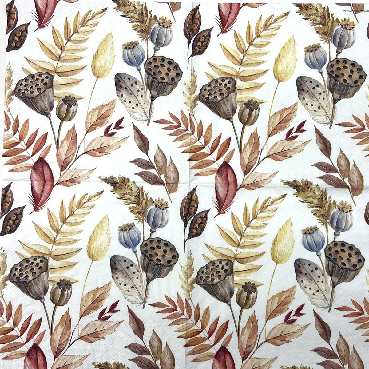 Decoupage Napkins 6.5" (2pcs)- Leaves and Feathers