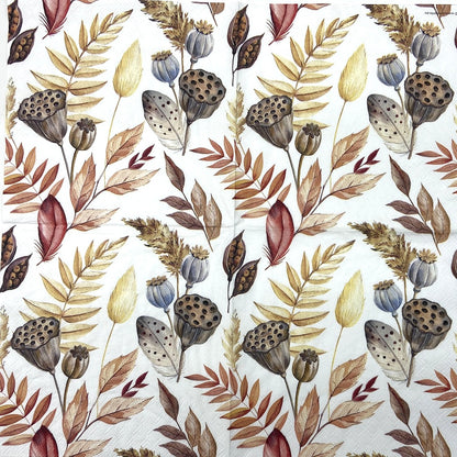Decoupage Napkins 6.5" (2pcs)- Leaves and Feathers