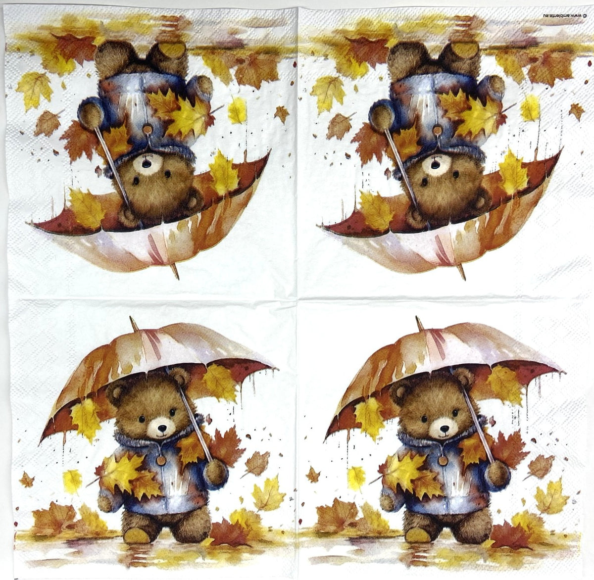 Decoupage Napkins 6.5" (2pcs)- Umbrella Bear