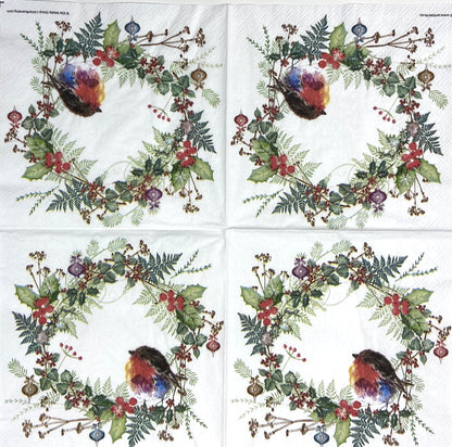 Decoupage Napkins 6.5" (2pcs)- Robin's Wreath