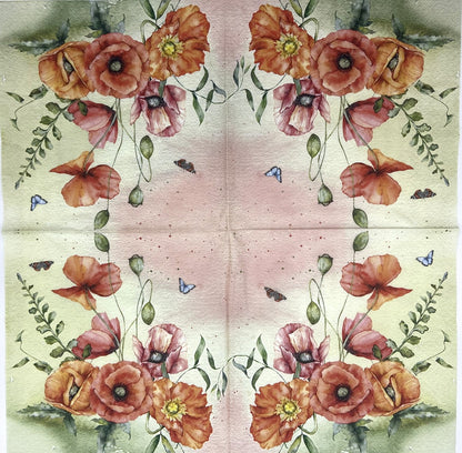 Decoupage Napkins 6.5" (2pcs)- Bouquet of Poppies