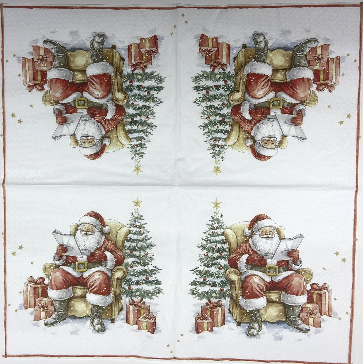 Decoupage Napkins 6.5" (2pcs)- Santa Reading Wish Lists