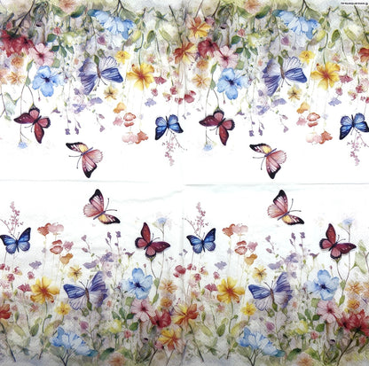 Decoupage Napkins 6.5" (2pcs)- Butterflies in Field