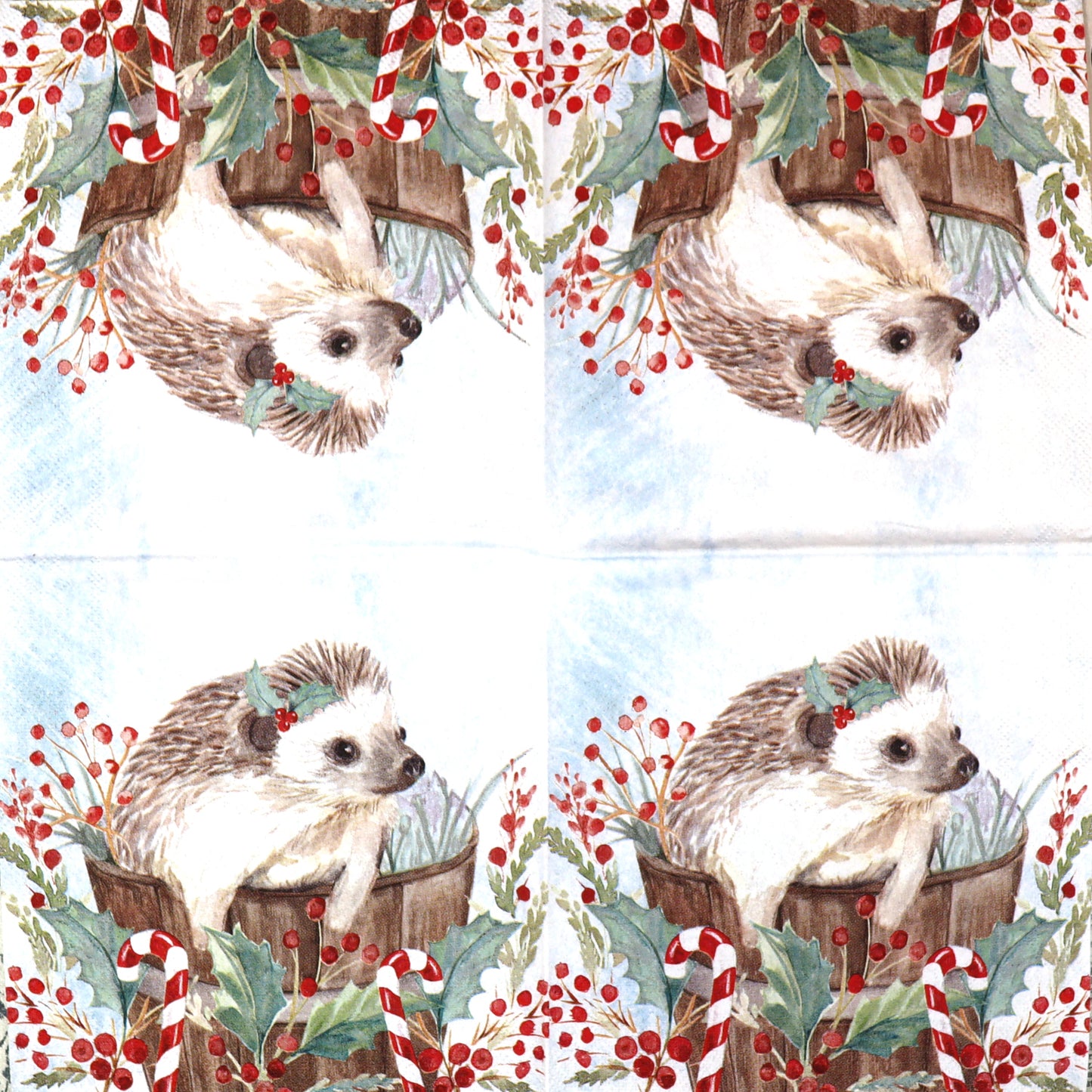 Decoupage Napkins 5" - Holiday Hedgehog