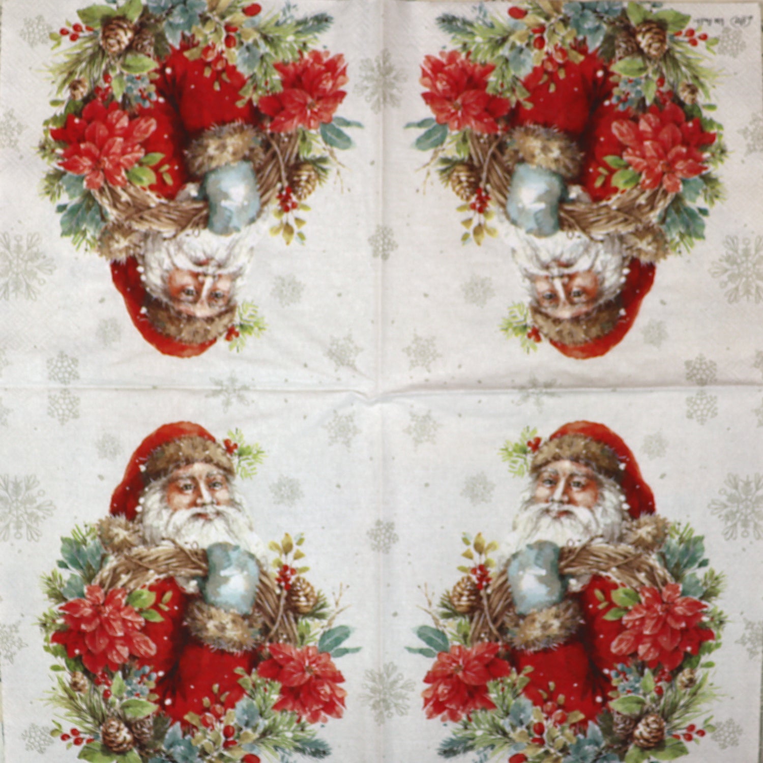 Decoupage Napkins 6.5" - Santa's Wreath