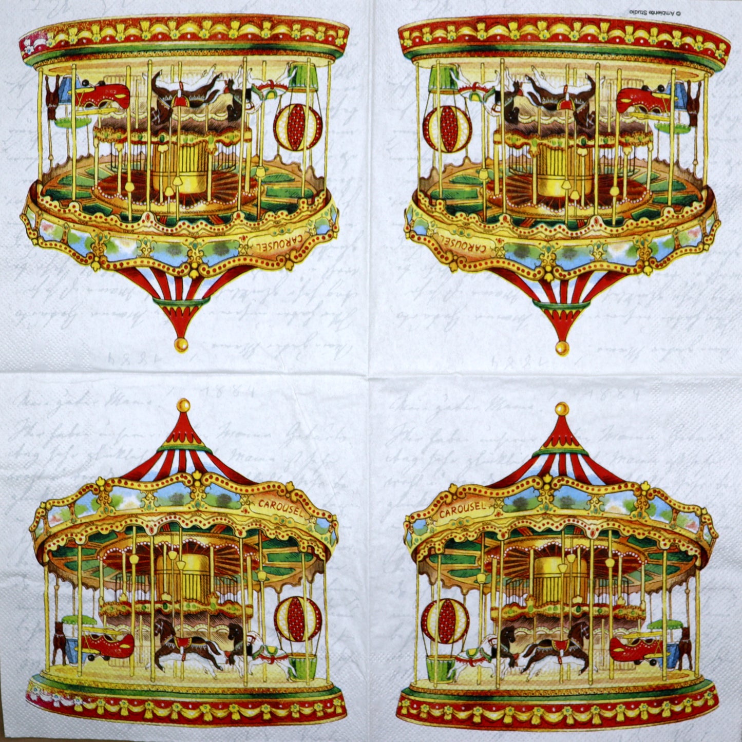 Decoupage Napkins 6.5"  (2pcs)- Carousel