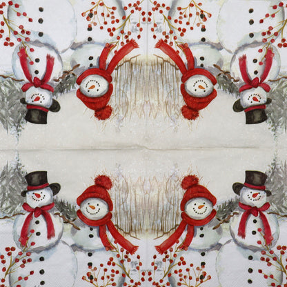 Decoupage Napkins 5" (2pcs)- Snowmen Family