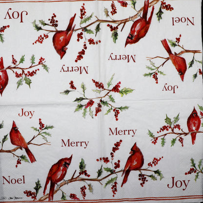 Decoupage napkins 6.5"  (2pcs)- Christmas Cardinal