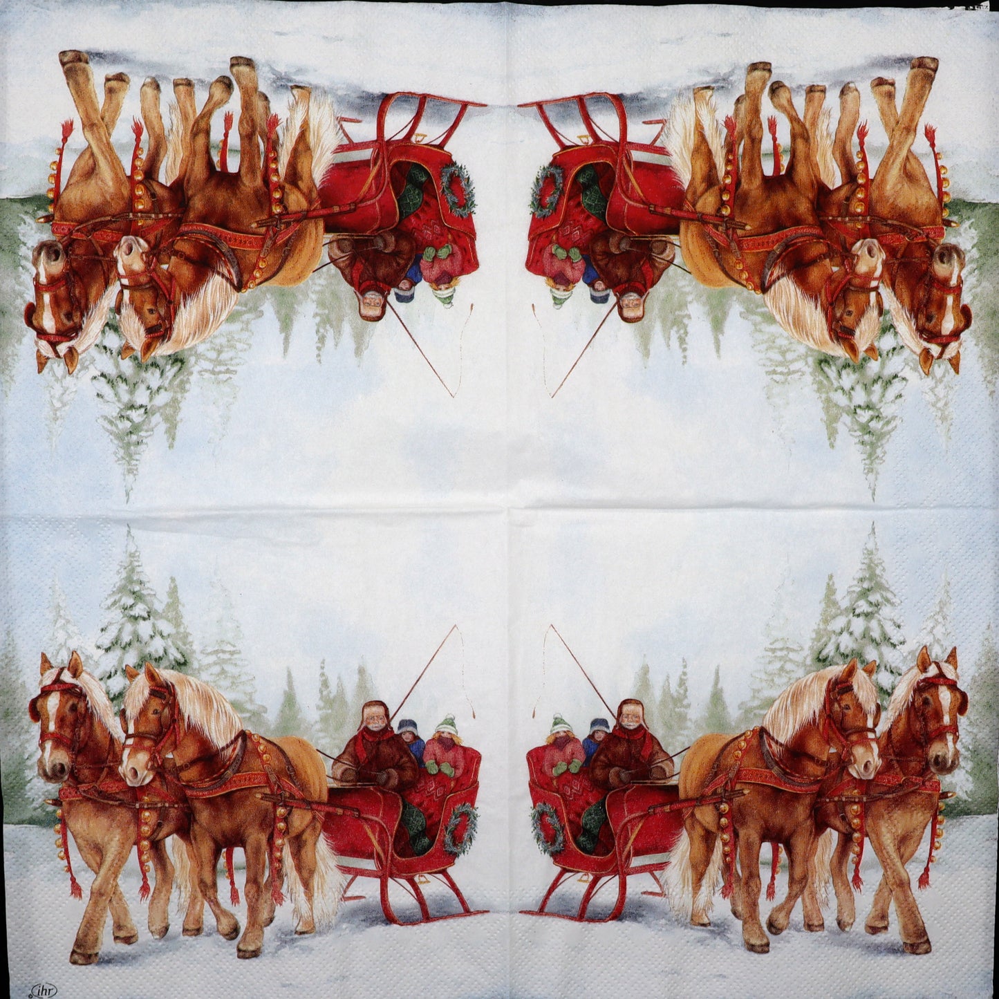 Decoupage Napkins 6.5"  (2pcs)- Winter Sleigh Ride