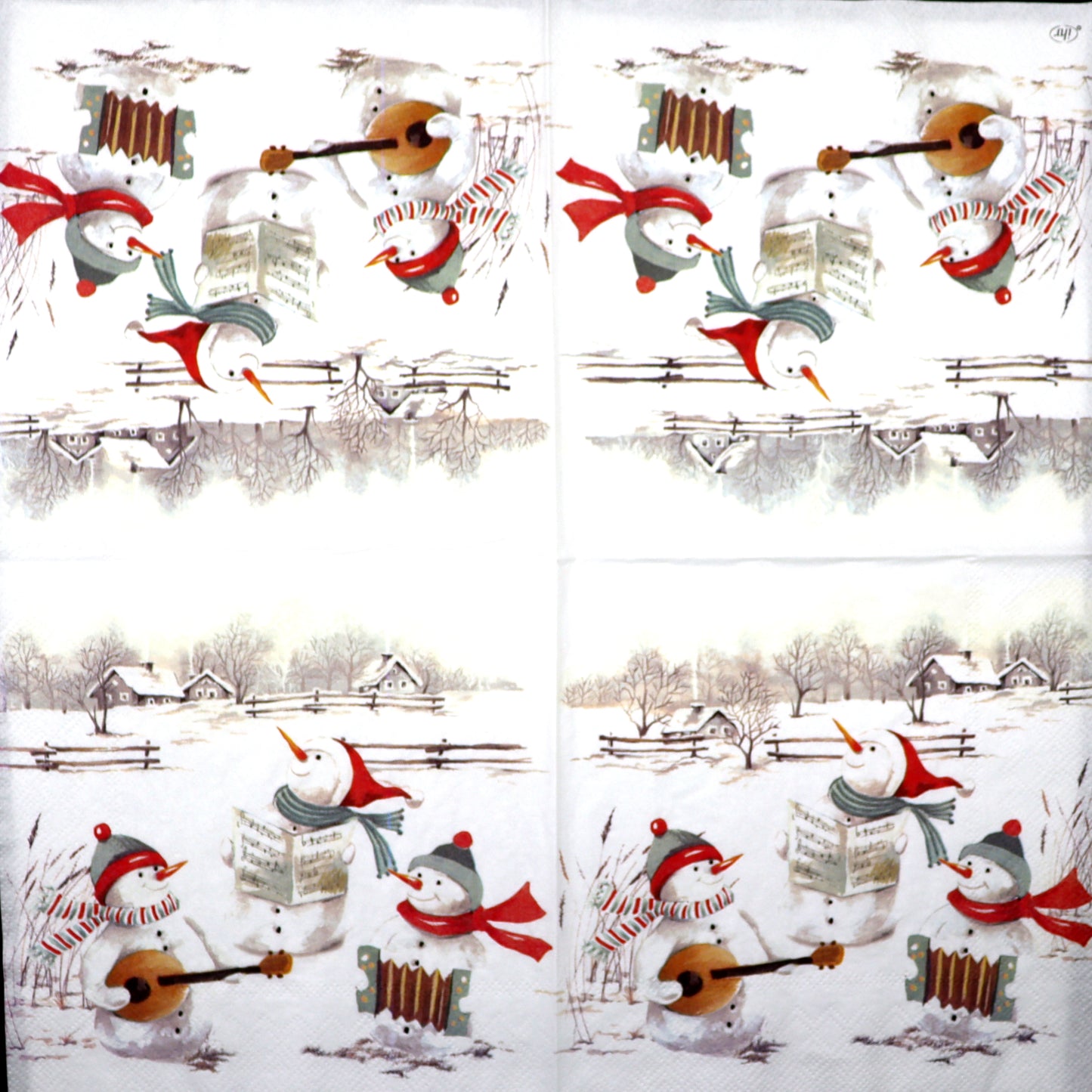 Decoupage Napkins 6.5"  (2pcs)- Musical Snowmen