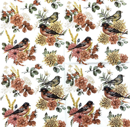 Decoupage Napkins, Lunch 6.5"  (2pcs)- Bird Song Fall