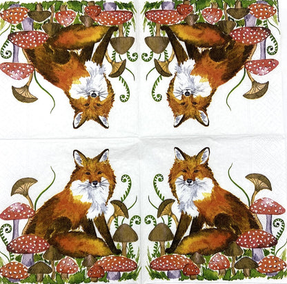 Decoupage Napkins 5" (2pcs)- Fox & Mushrooms Fall