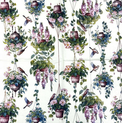 Decoupage Napkins, Lunch 6.5"  (2pcs)- Pink Flower Basket