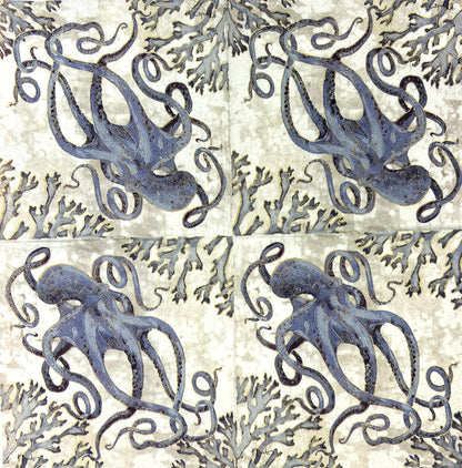 Decoupage Napkins 5" (2pcs)- Playa Octopus-Coastal