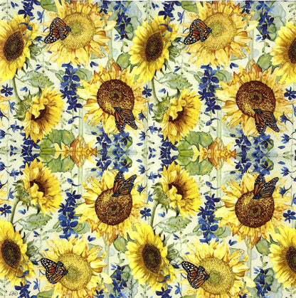 Decoupage Napkins, Lunch 6.5"  (2pcs)- Sunflower & Larkspur