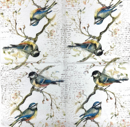 Decoupage Napkins 5" (2pcs)- Happy Little Titmice