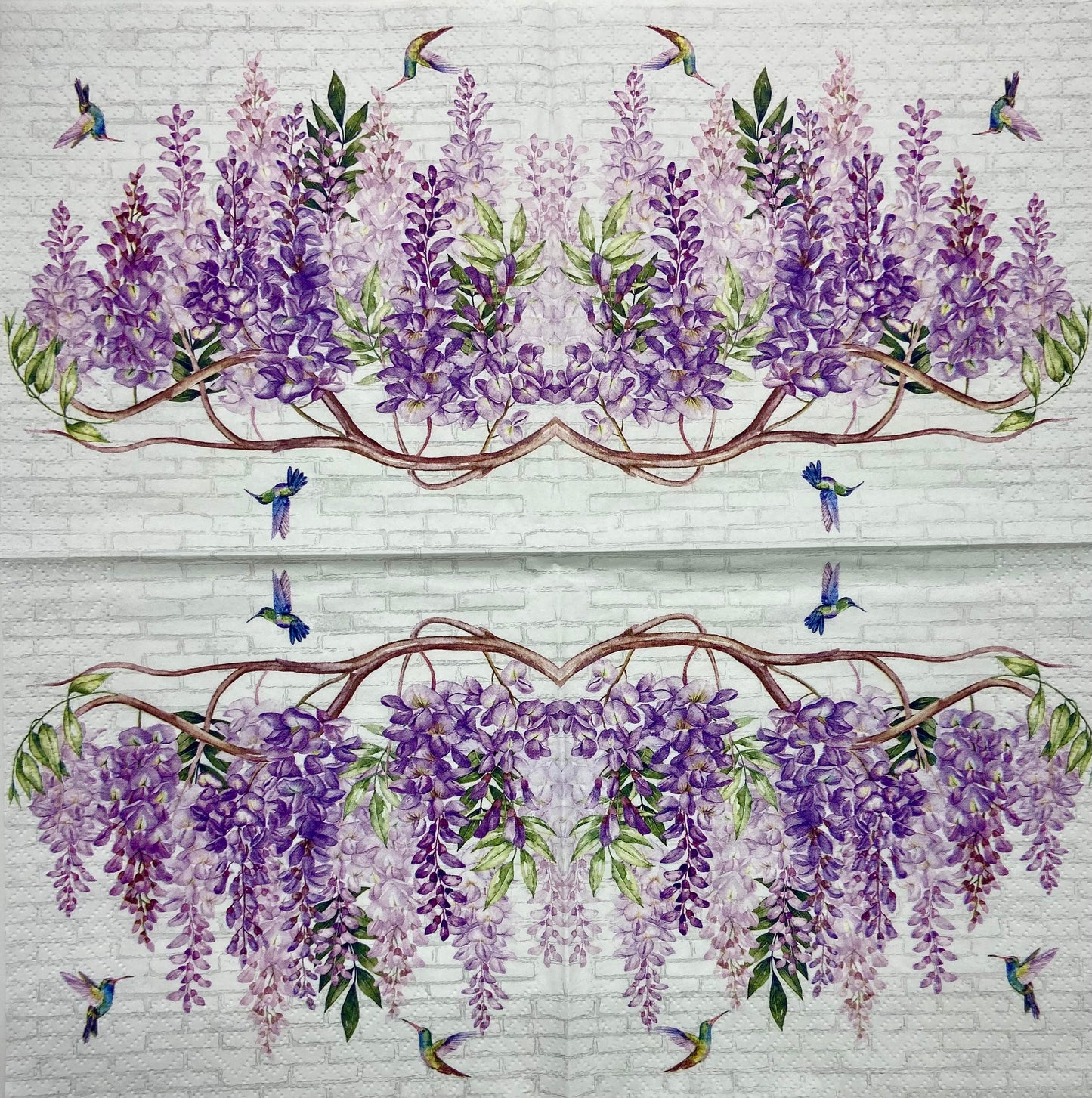 Decoupage Napkins 6.5" (2pcs)- Wisteria and Hummingbirds