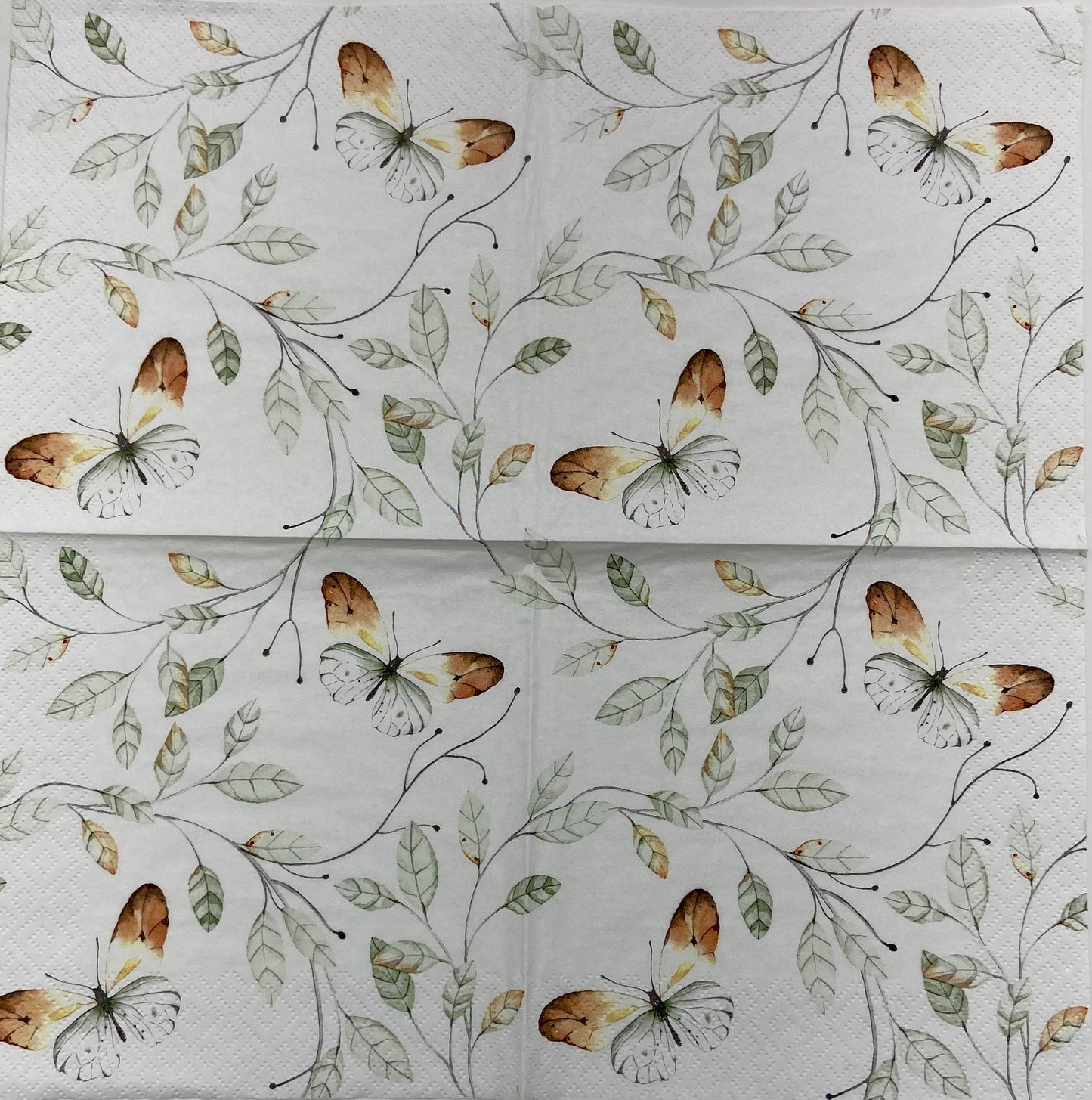 Decoupage Napkins 6.5" (2pcs)- Orange Tip Butterfly