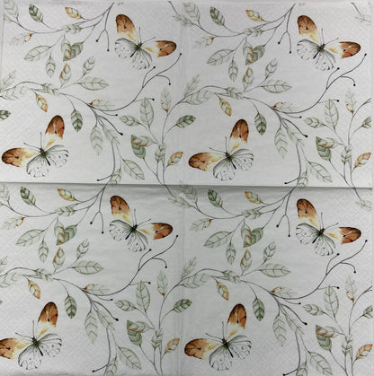 Decoupage Napkins 6.5" (2pcs)- Orange Tip Butterfly